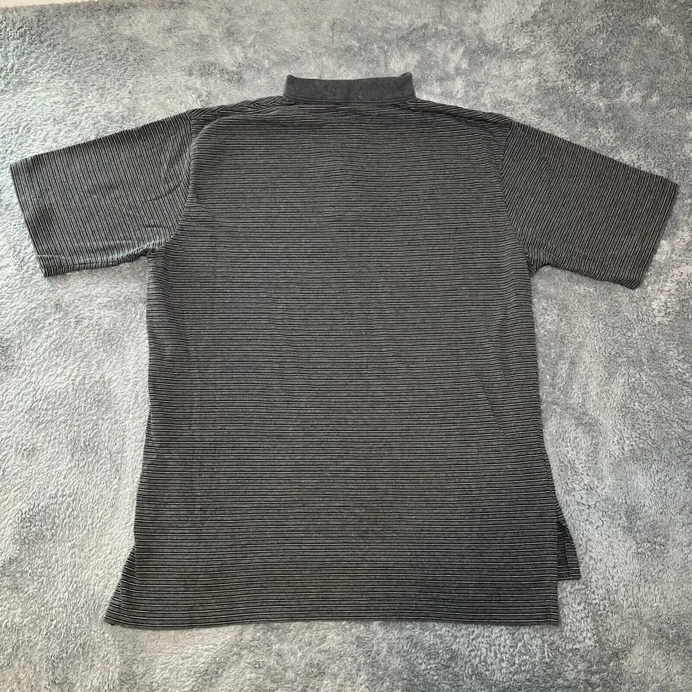 Polo By Ralph Lauren Vintage Men's SZ L Short Sleeve Grey Striped Polo 90's